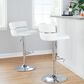 Lumisource Cinch Claire Swivel Adjustable Bar Stool with White Cushion in Chrome (Set of 2), , large