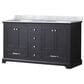 Lexora Home Dukes 60" Double Bathroom Vanity in Espresso with 2 cm White Carrara Marble Top and Rectangular Sinks, , large
