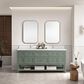 James Martin Vanities Breckenridge 72" Double Bathroom Vanity in Smokey Celadon with Single Hole 3 cm White Zeus Quartz Top and Rectangular Sinks, , large
