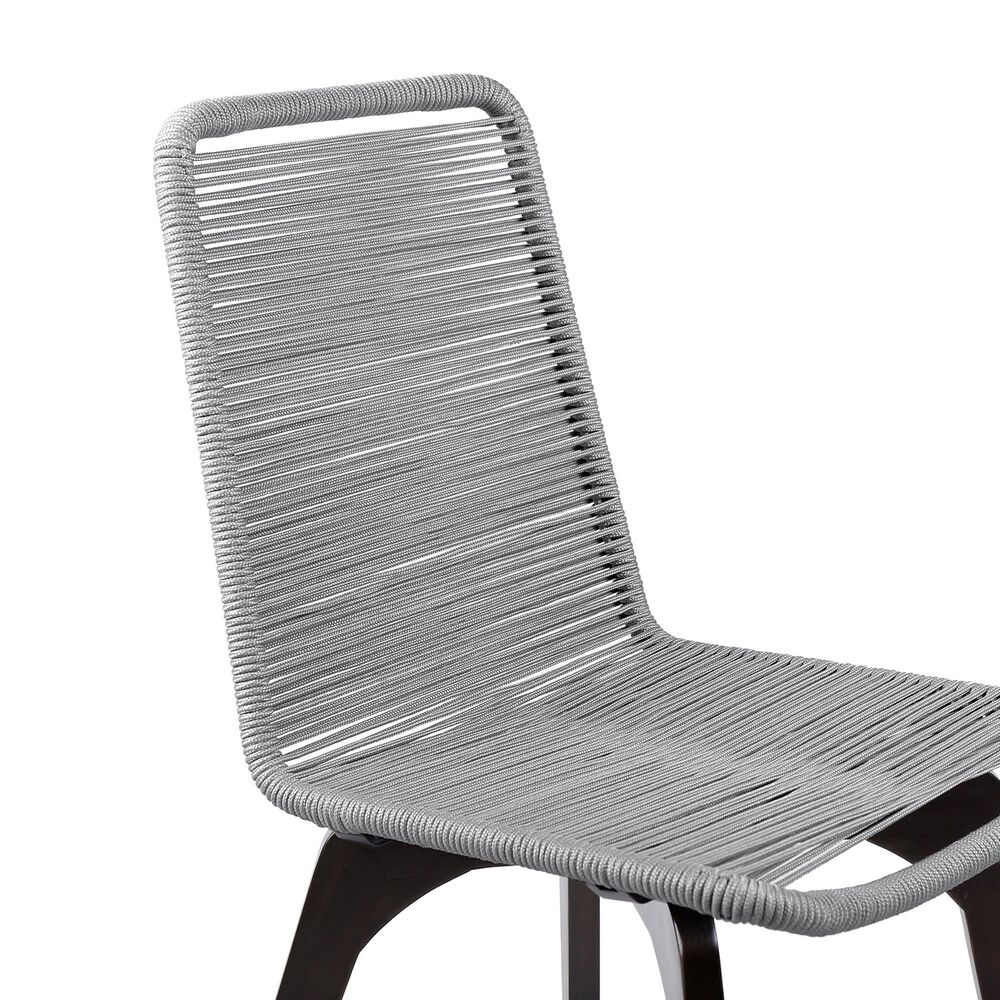 Blue River Island Outdoor Dining Chair with Silver Rope Seat in Dark Eucalyptus (Set of 2), , large