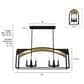 Hunter Dukestown 8-Light Linear Chandelier in Natural Iron and Gold Leaf, , large