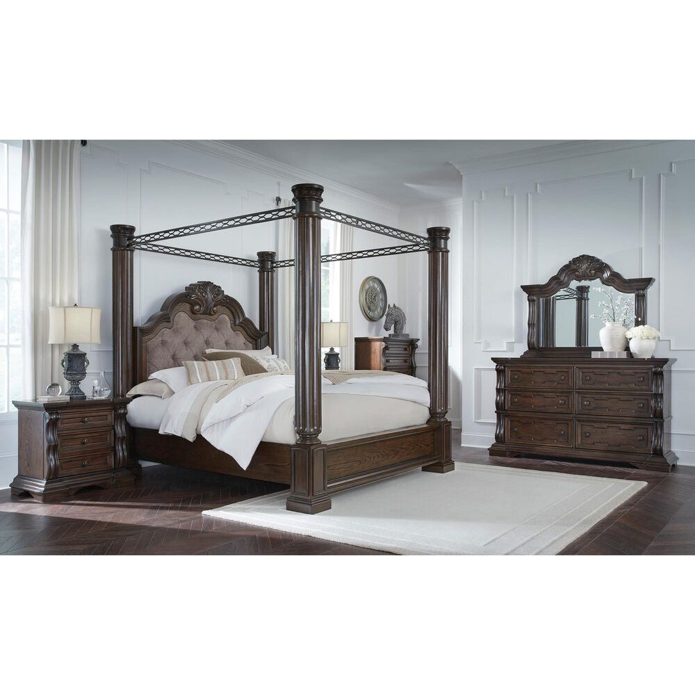 Ashley Maylee King Canopy Bed  in Dark Brown, , large