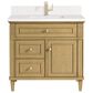 James Martin Vanities Lorelai 36" Single Vanity in Light Natural Oak with Single Hole 3 cm White Zeus Quartz Top & Backsplash, , large
