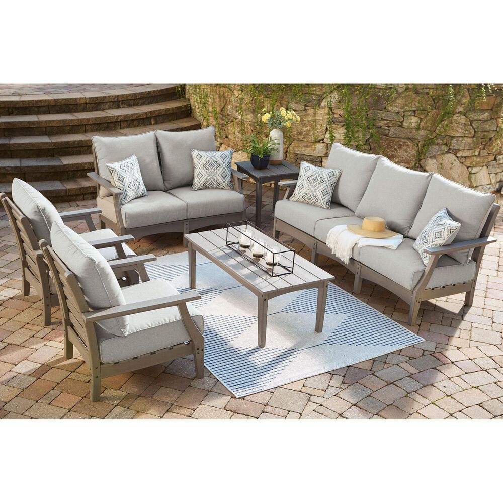 Signature Design by Ashley Visola Stationary Sofa with Cushion in Gray, , large