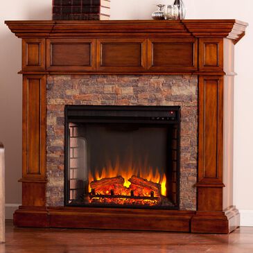 Southern Enterprises Engo Electric Convertible Fireplace in Buckeye Oak/Durango Faux Stone, , large