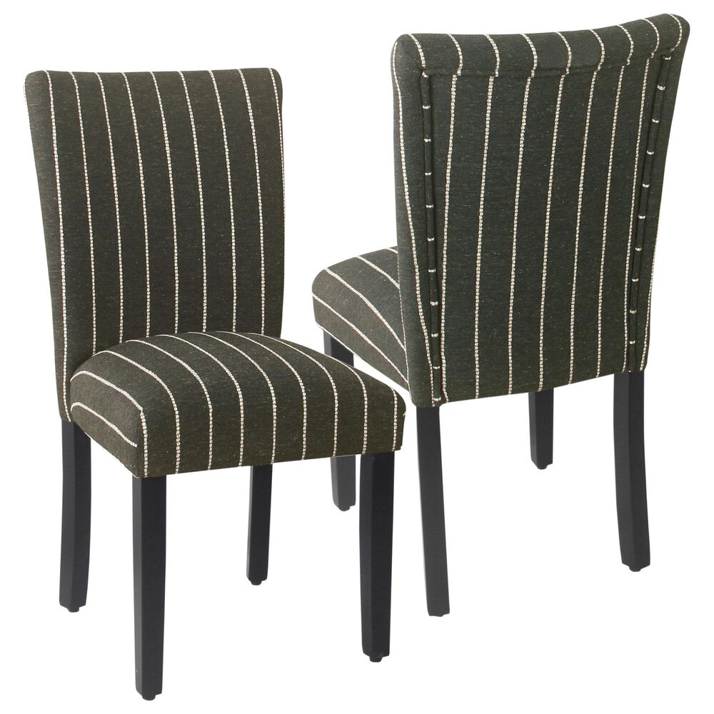 Kinfine HomePop Parsons Dining Chair in Black Stripe (Set of 2), , large