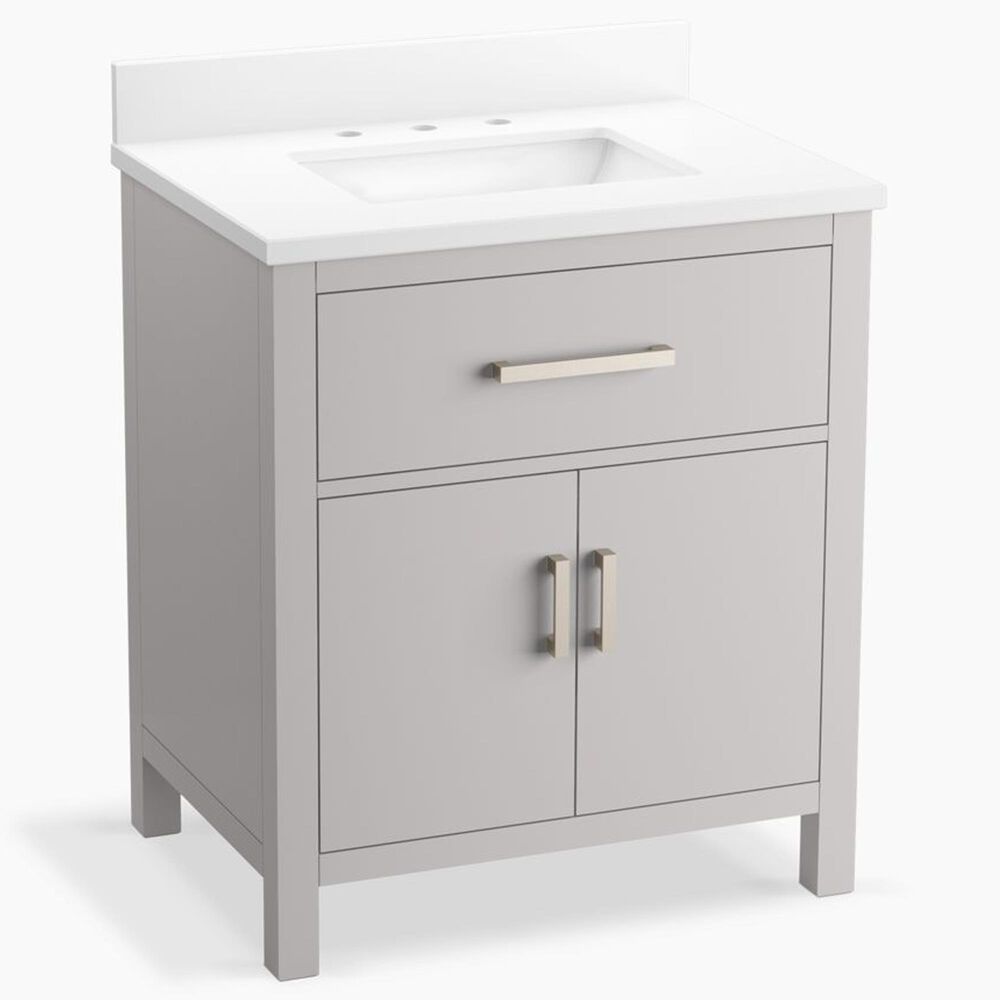 Kohler Kresla 30" Single Bathroom Vanity in Atmos Grey with 3 cm White Quartz Top and Rectangular Sink, , large