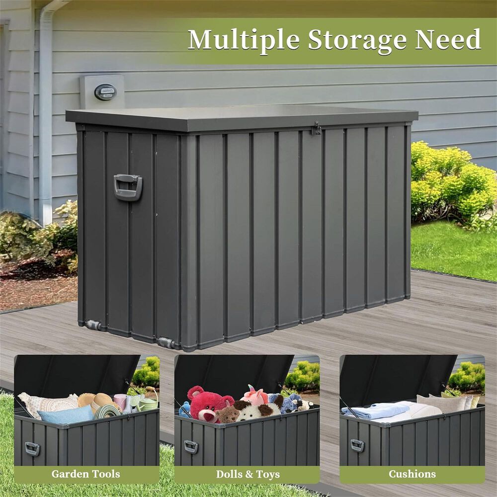 Hearth and Haven 200-Gallon Outdoor Storage Deck Box with Safe Air Rod in Dark Gray, , large