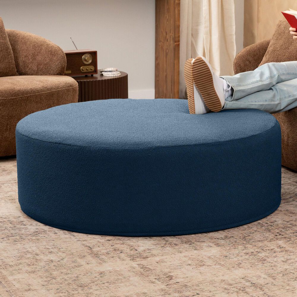 Jaxx Candler Round Ottoman in Navy, , large