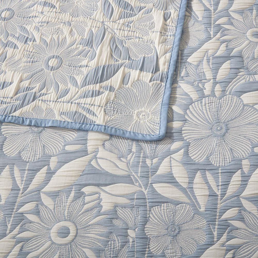 Duke Imports 3-Piece Jacquard Full/Queen Quilt Set in Cornflower Garden, , large