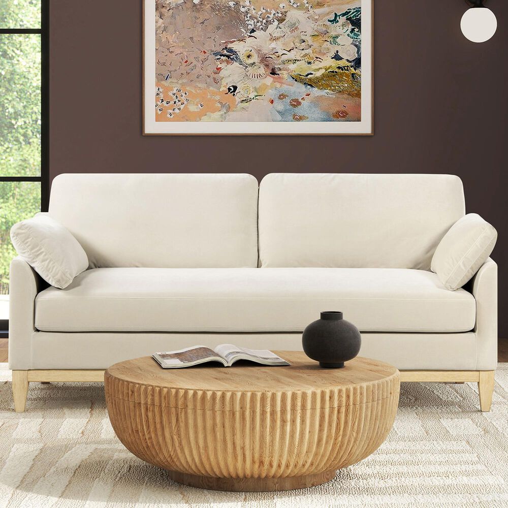 Jennifer Taylor Home Pasadena Stationary Sofa in French Beige Velvet, , large