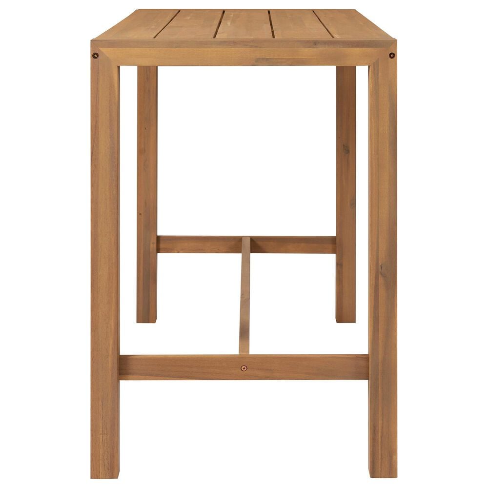 HOMLUX 5-Piece Patio Bar Set with 52" Rectangular Light Teak Table in Beige, , large