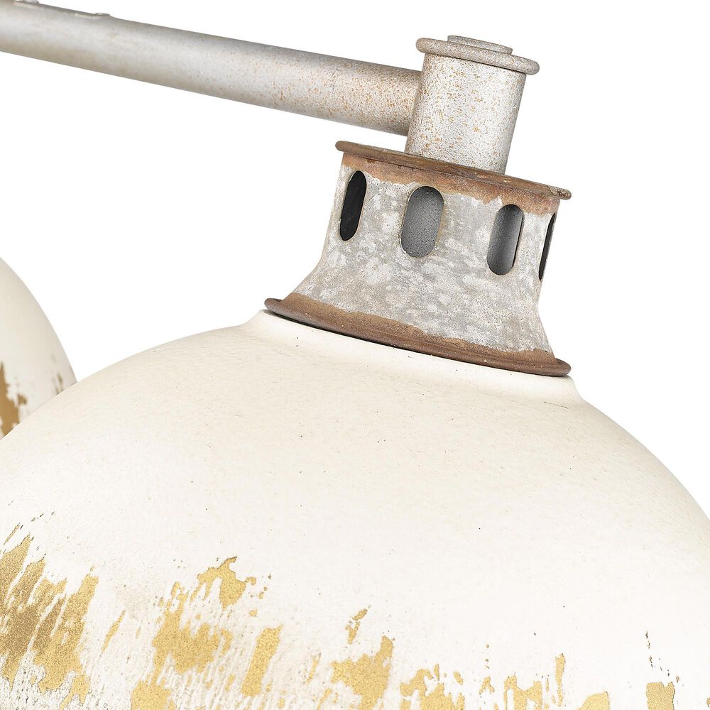 Golden Lighting Kinsley 3-Light Linear Pendant with Antique Ivory Shade in Aged Galvanized Steel, , large