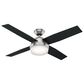 Hunter Dempsey 52" Ceiling Fan with Light in Brushed Nickel with Black Blades, , large