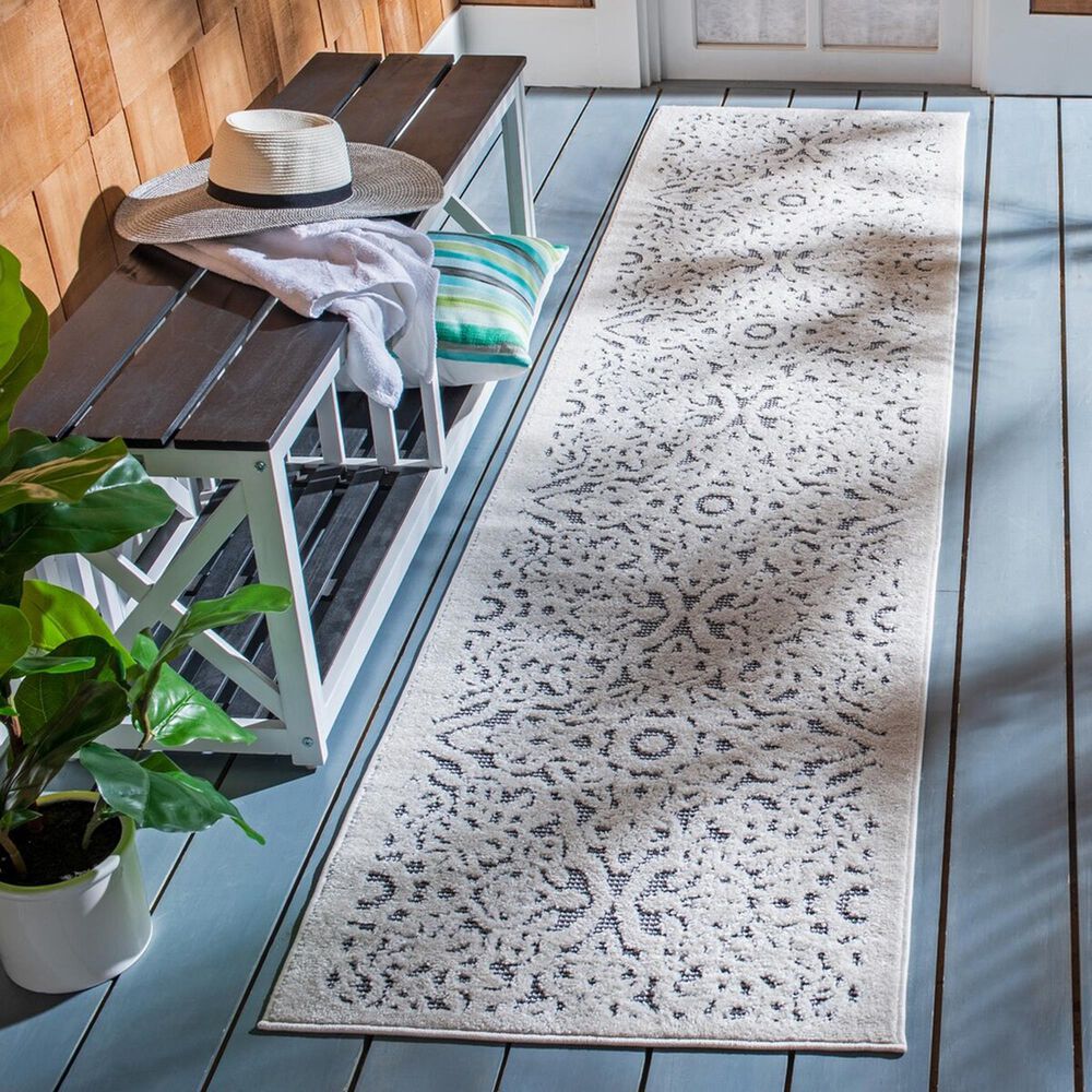 Safavieh Cabana CBN662A 2&#39;2&quot; x 11&#39; Ivory and Grey Indoor/Outdoor Performance Runner, , large