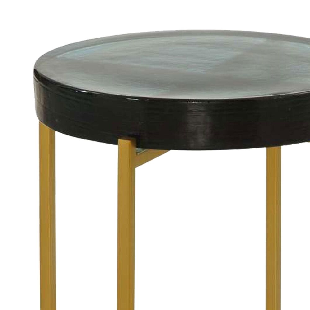 Bassett Mirror Company Marilee Accent Table in Deep Blue and Sleek Brushed Gold, , large