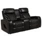 Aurora Furnishings Livorno Leather Power Reclining Console Loveseat with Massage in Black, , large