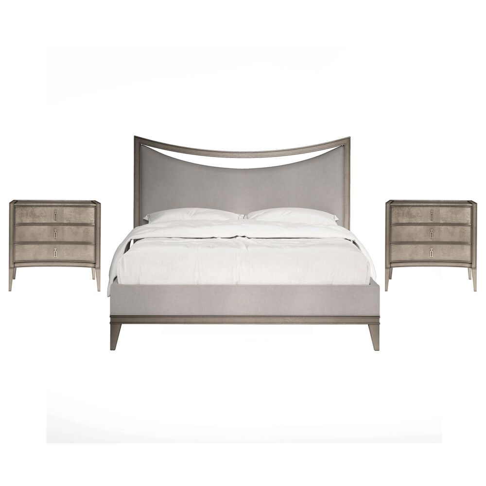 Vantage Queen Upholstered Bed and Two Nightstands in Mica, , large