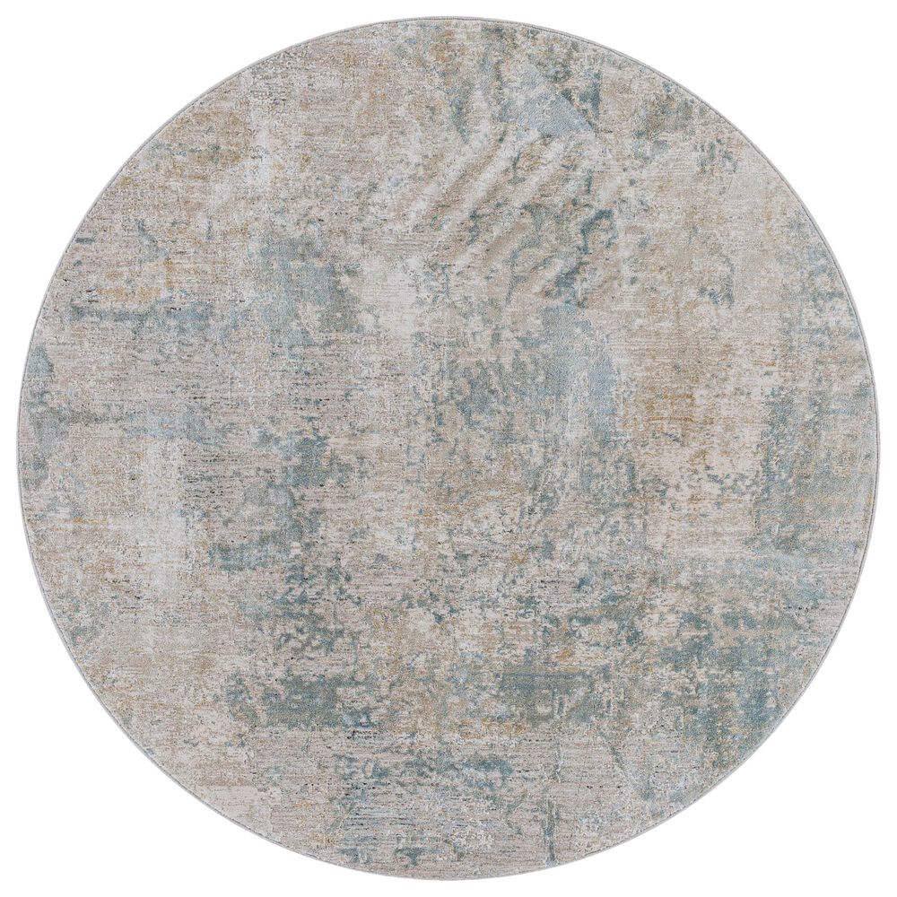 Surya Brunswick 7"10" Round Dusty Sage, Taupe, Light Gray, White, Pale Blue, Olive and Teal Area Rug, , large