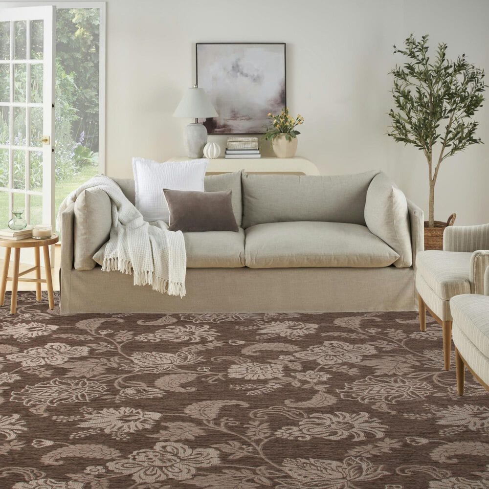 Nourison Garden Oasis Floral Mocha 9&#39; x 12&#39; Indoor/Outdoor Area Rug, , large
