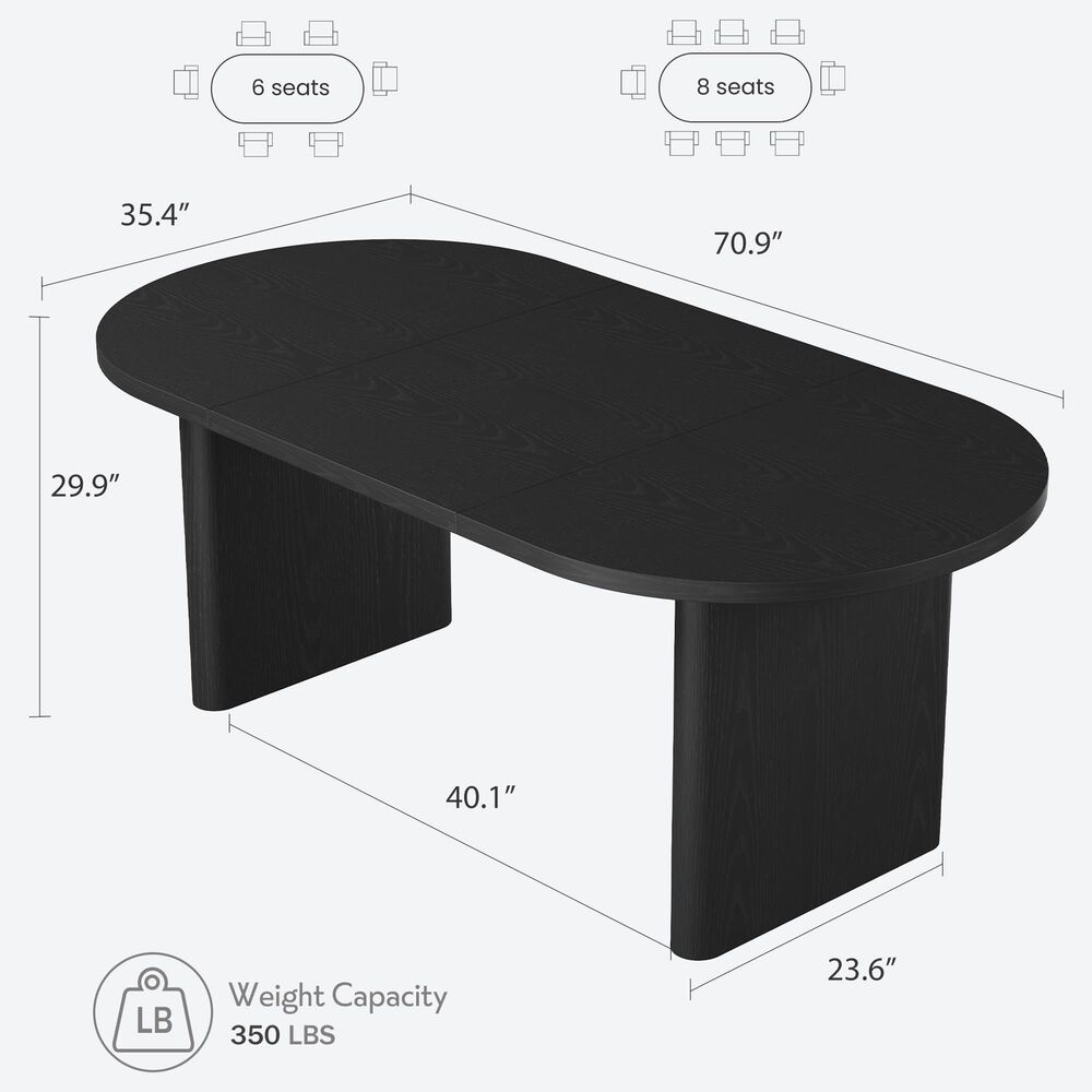 GARVEE 71" Oval Dining Table in Black - Table Only, , large