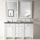 James Martin Vanities Bristol 60" Double Bathroom Vanity in Bright White with 3 cm Charcoal Soapstone Quartz Top and Rectangular Sinks, , large
