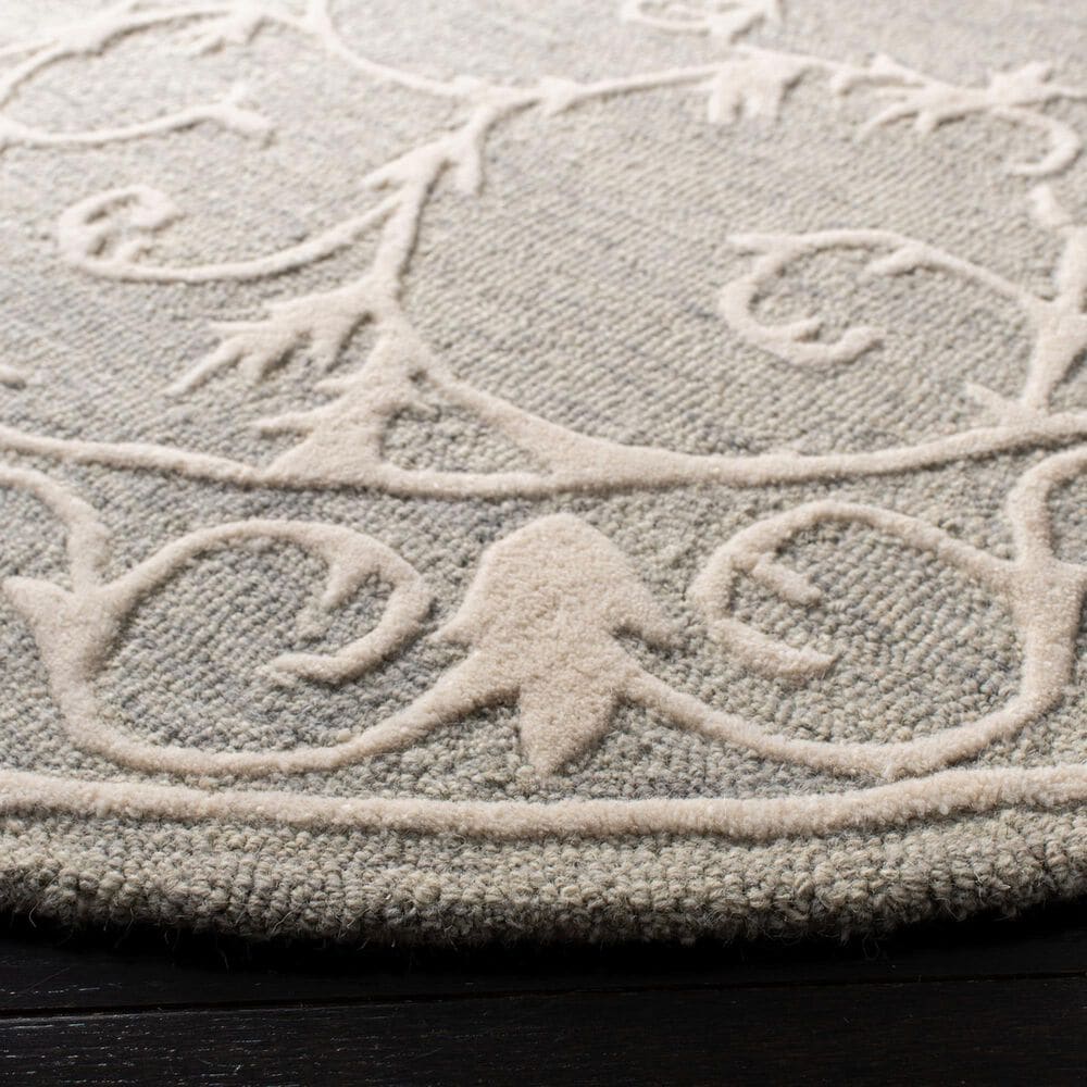 Safavieh Micro-Loop MLP507F 5&#39; Round Light Grey and Ivory Area Rug, , large