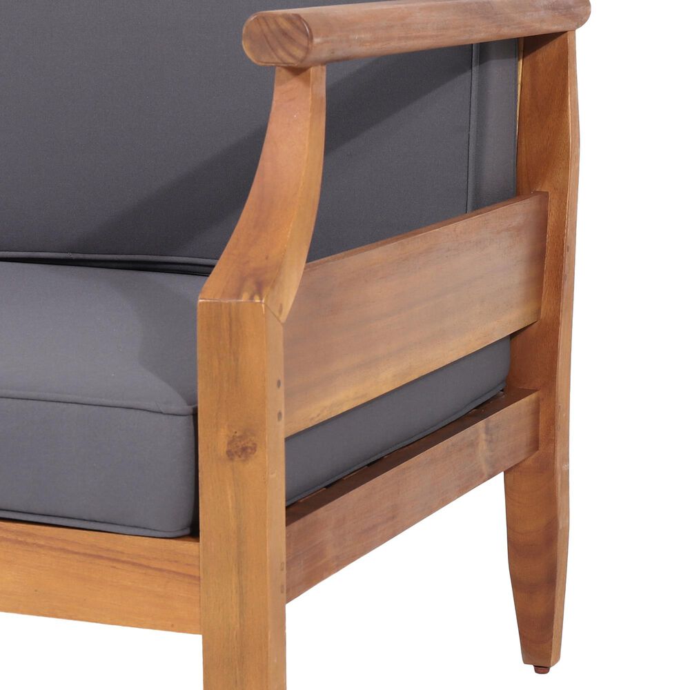 Hearth and Haven Aston Outdoor Sofa with Teak Frame in Gray, , large