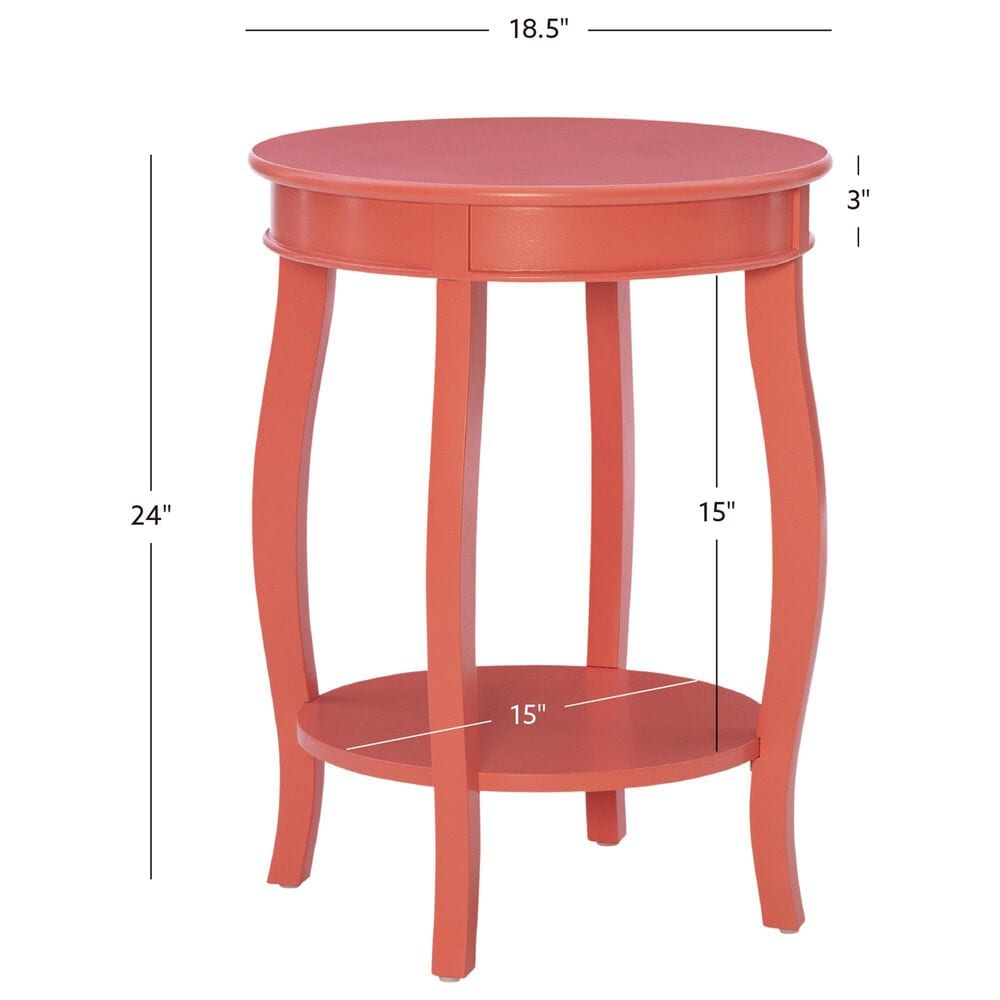Linon Home Decor Aura Round Side Table in Coral, , large