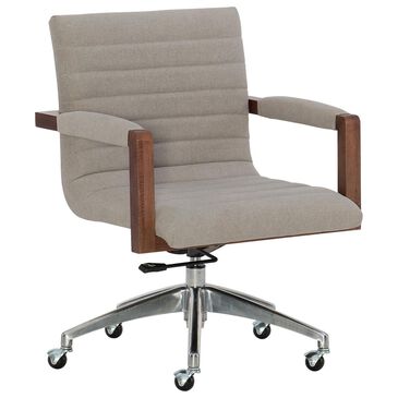 Hooker Furniture Elon Swivel Desk Chair in Beige and Medium Wood, , large