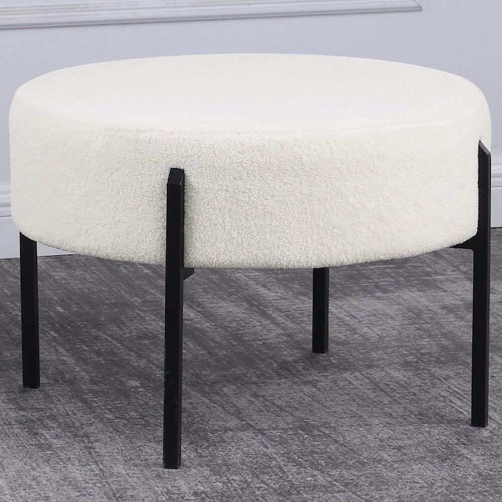 Kinfine HomePop Sherpa Ottoman in Cream, , large