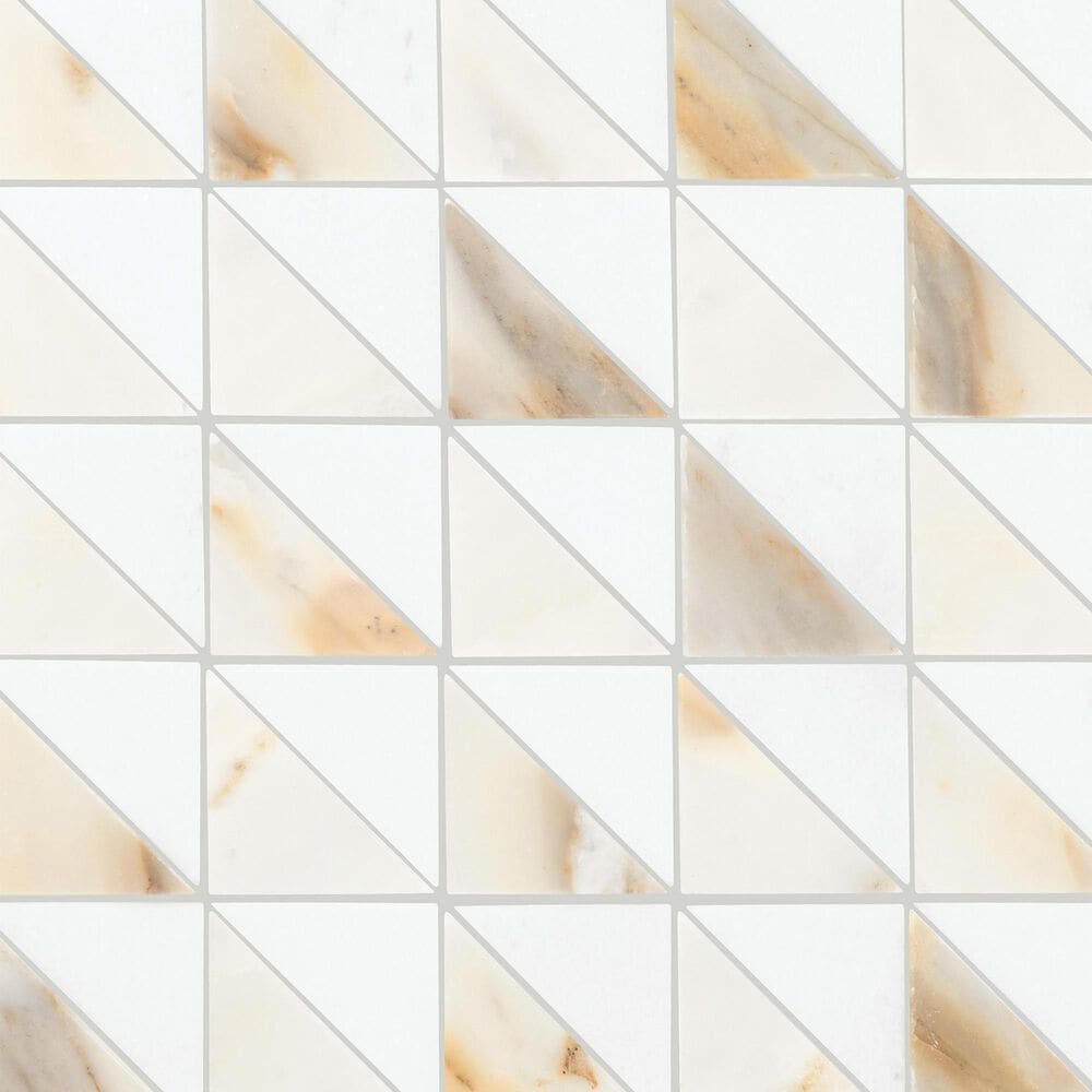 Dal-Tile Gamma Bella Blend 12"" X 12"" TRIANGLE Natural Stone Mosaic Sheet, , large