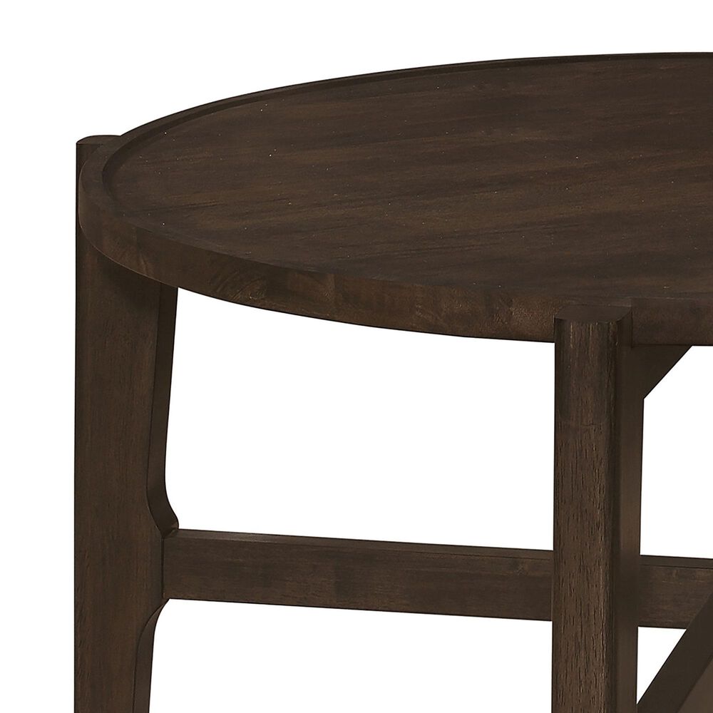 Pacific Landing Cota Round Coffee Table in Dark Brown, , large