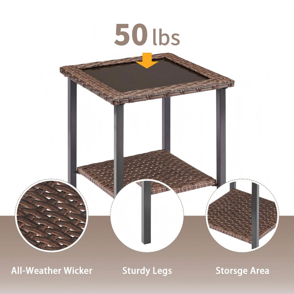 Sunwell Garden 8-Piece Patio Chat Set with Side Table in Beige, , large