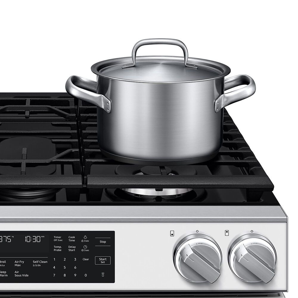 Samsung Bespoke 6.0 Cu. Ft. Smart Slide-In Gas Range with Illuminated Precision Knobs in White Glass, , large