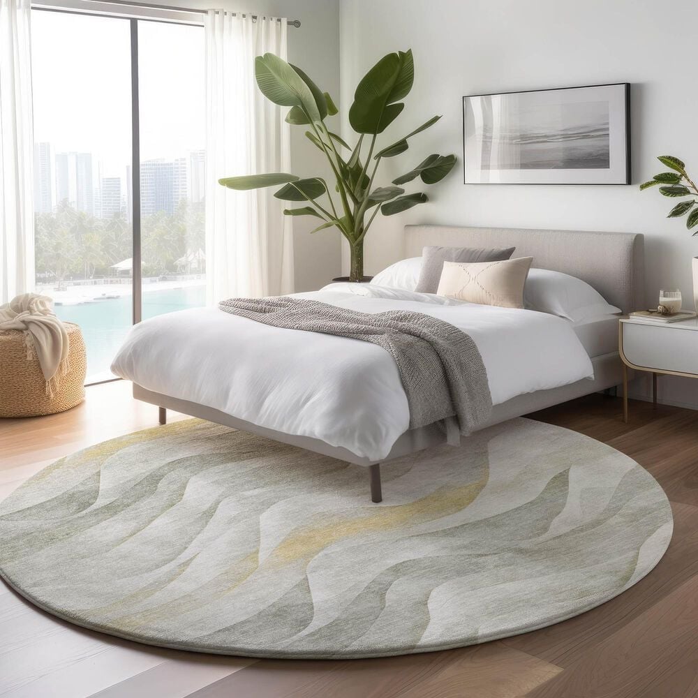 Dalyn Rug Company Pacifica PA3 8&#39; Round Silver Area Rug, , large
