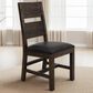 Fallridge Dark Teak Dining Side Chair in Stained Dark with Faux Leather Seat, , large