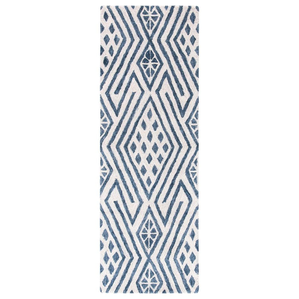 Safavieh Micro-Loop MLP611M 2"3" x 7" Blue and Ivory Runner, , large