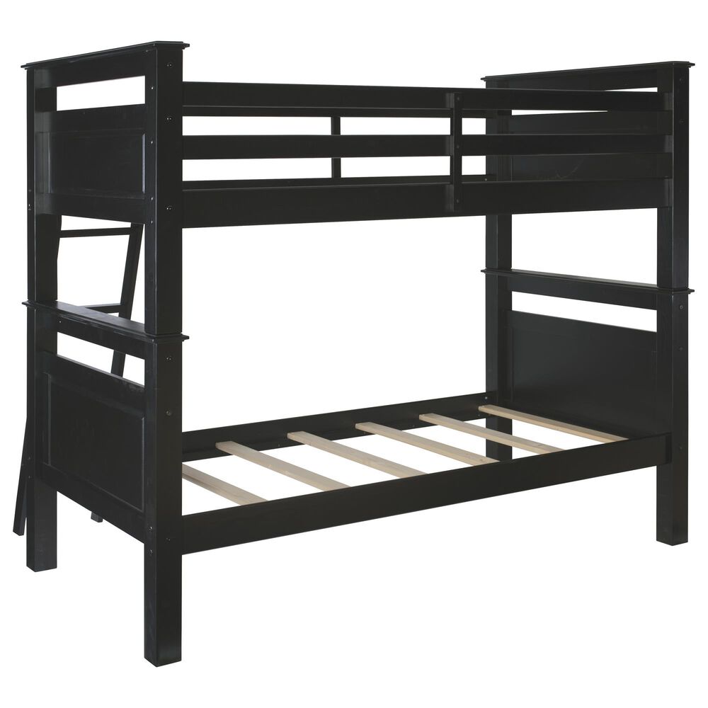 Linon Home Decor Beckett Twin Over Twin Bunk Bed in Black, , large