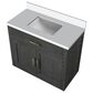 Lexora Home Abbey 36" Single Bathroom Vanity in Black Oak with 2 cm White Cultured Marble Top and Rectangular Sink, , large