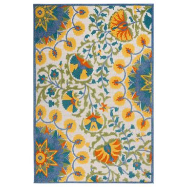 Nourison Aloha 12" x 15" Blue, Yellow, Orange, Green and White Indoor/Outdoor Area Rug, , large