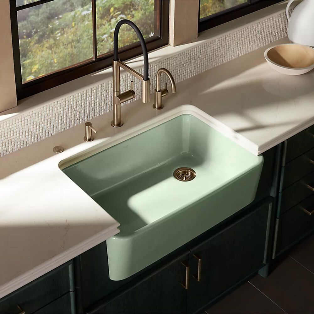 Kohler Ironridge 34" Undermount Single-Bowl Farmhouse Kitchen Sinks in Aspen Green, , large