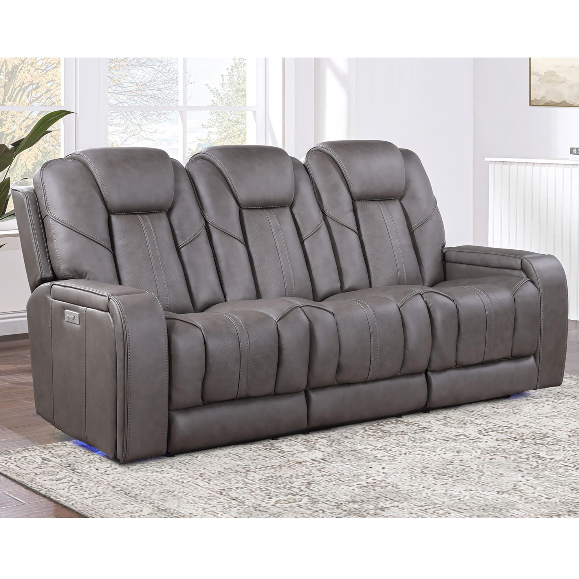 Crystal City Daniel Triple Power Reclining Sofa in Mossy Gray