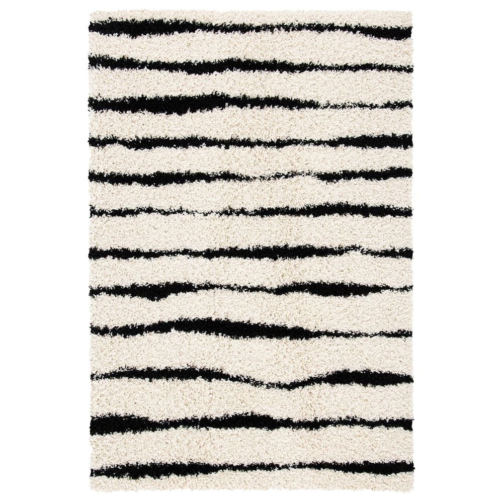 Safavieh Venus Shag VNS603A 5"3" x 7"6" Ivory and Black Area Rug, , large
