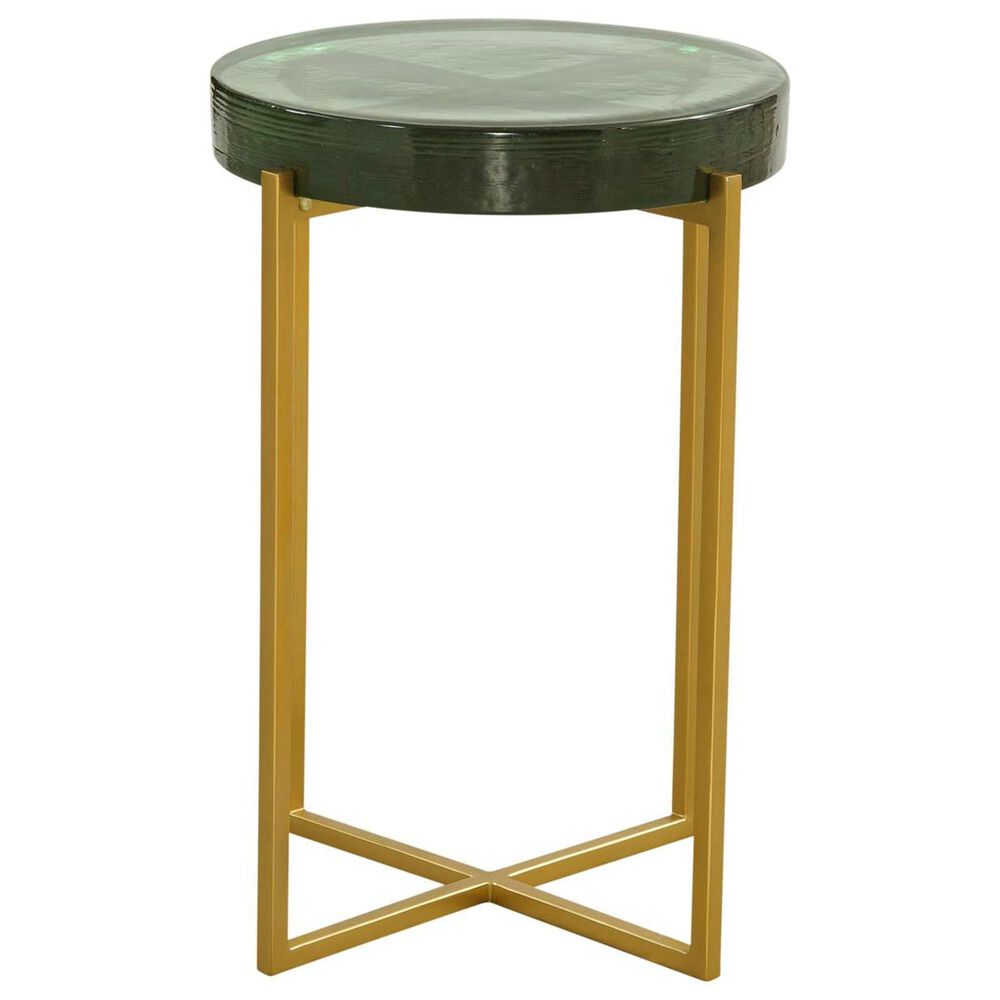 Bassett Mirror Company Marilee Accent Table in Rich Green and Sleek Brushed Gold, , large