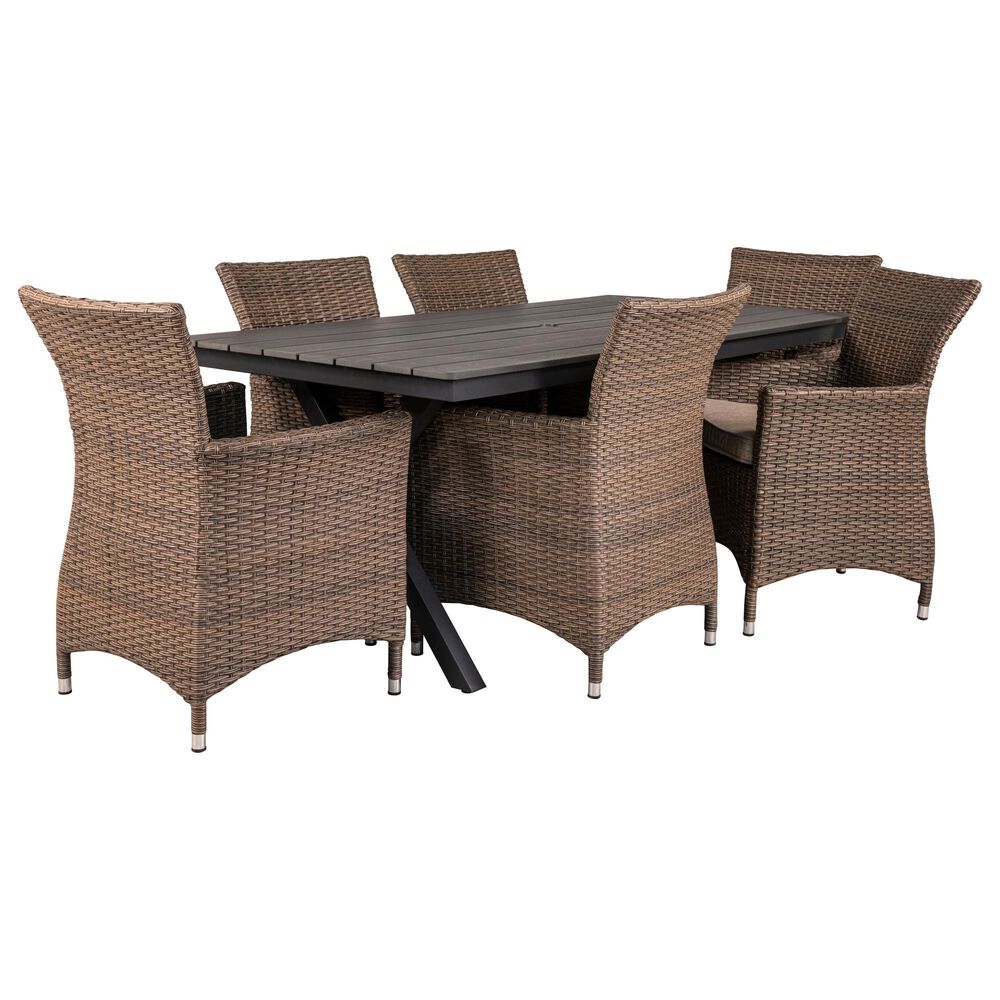 Global Note Collections 7 Piece Bella Patio Dining Set in Beige, , large