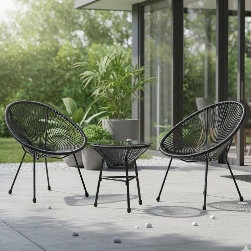Hearth and Haven Acapulco 3-Piece Outdoor Bistro Set in Black, , large
