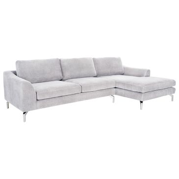 Safavieh Elyssa Right Facing Sofa Sectional with Chaise in Silver and Gray Velvet, , large