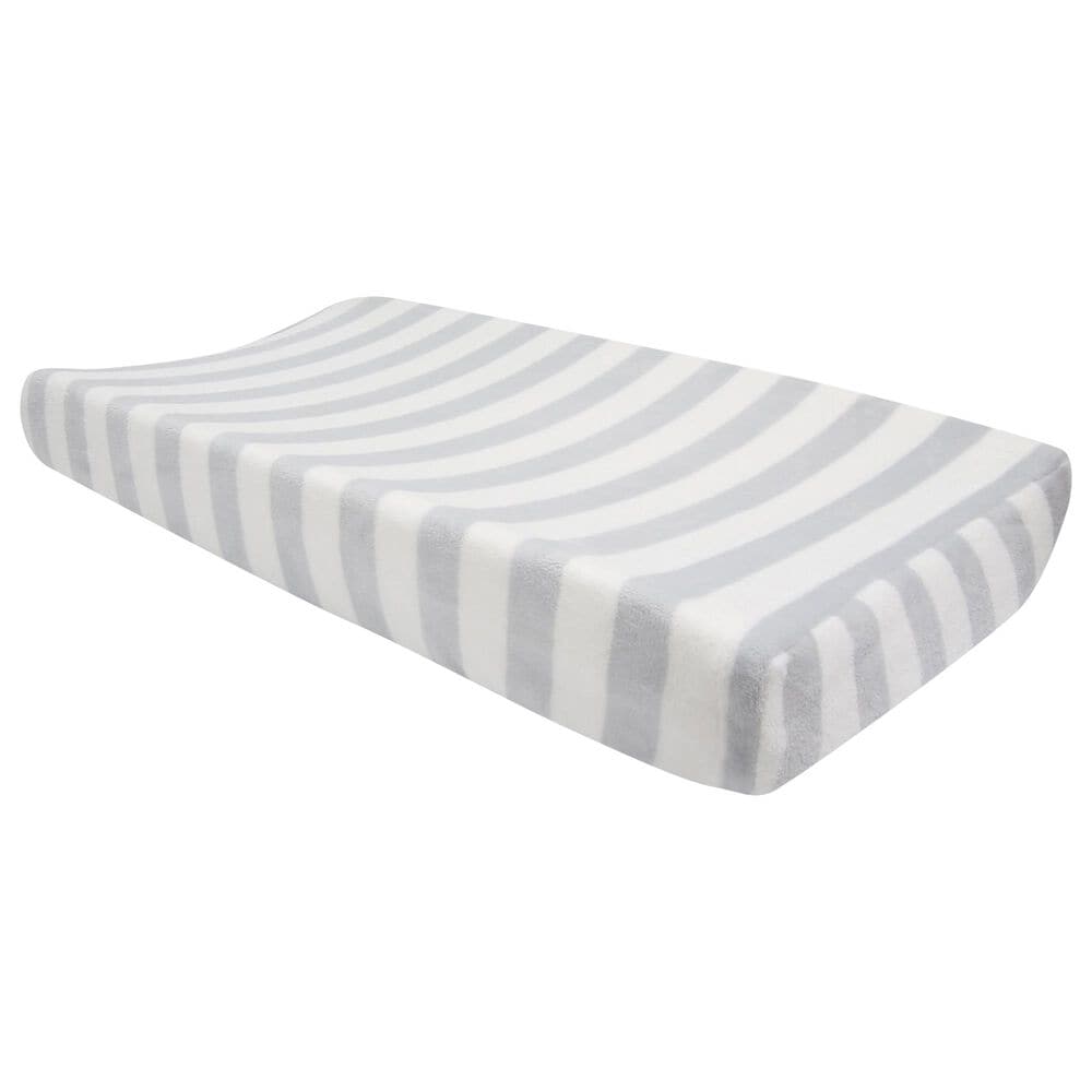 Lambs and Ivy Future All Star Stripe Baby Changing Pad Cover in Gray and White, , large