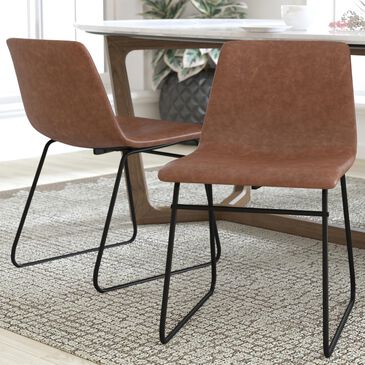 Flash Furniture Butler Dining Chair with Light Brown Cushion in Black (Set of 2), , large
